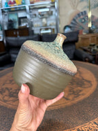 Mid Century Studio Pottery Lava Glaze Weed Pot Vase