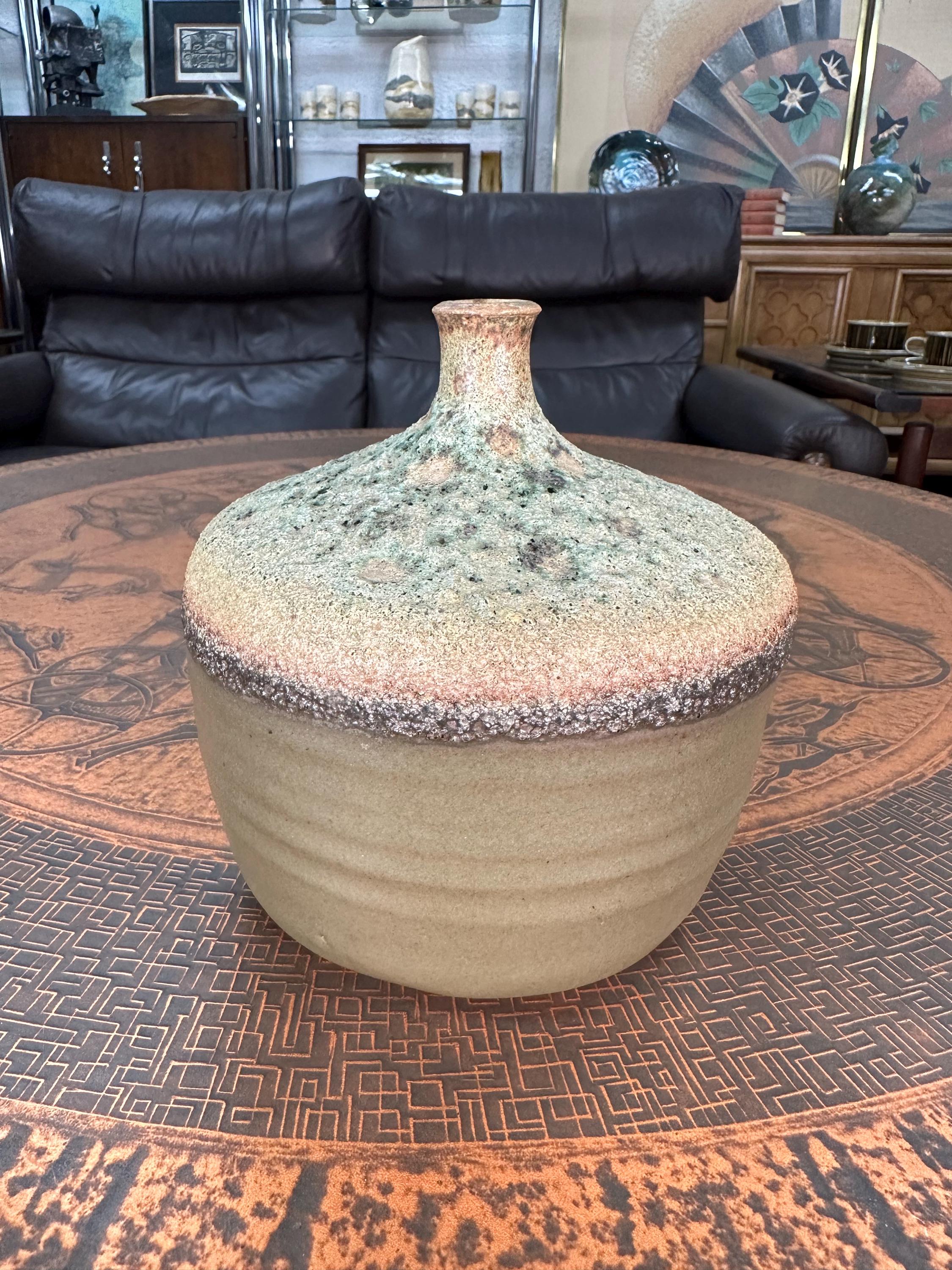 Mid Century Studio Pottery Lava Glaze Weed Pot Vase