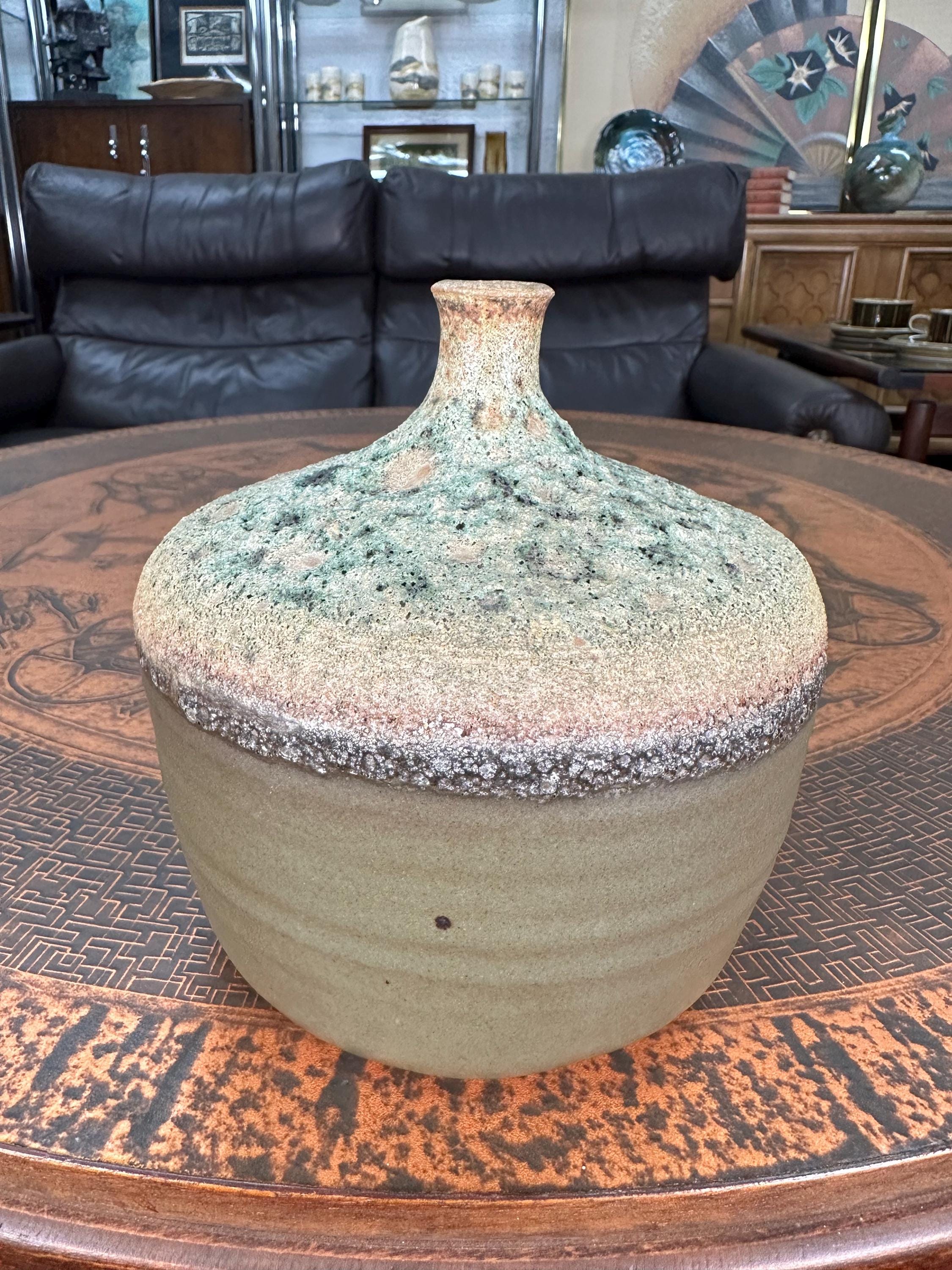 Mid Century Studio Pottery Lava Glaze Weed Pot Vase