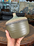 Mid Century Studio Pottery Lava Glaze Weed Pot Vase