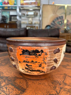 Otto Heino California Studio Pottery Bowl, Orange Brown and Cream