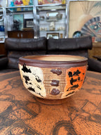 Otto Heino California Studio Pottery Bowl, Orange Brown and Cream