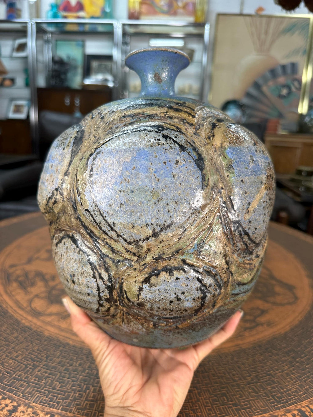 Mid Century California Studio Pottery Vase Weed Pot by Don Jennings