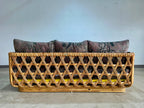 Mid Century Danny Ho Fong for Tropi-Cal Basket Weave Rattan Sofa