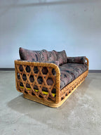 Mid Century Danny Ho Fong for Tropi-Cal Basket Weave Rattan Sofa