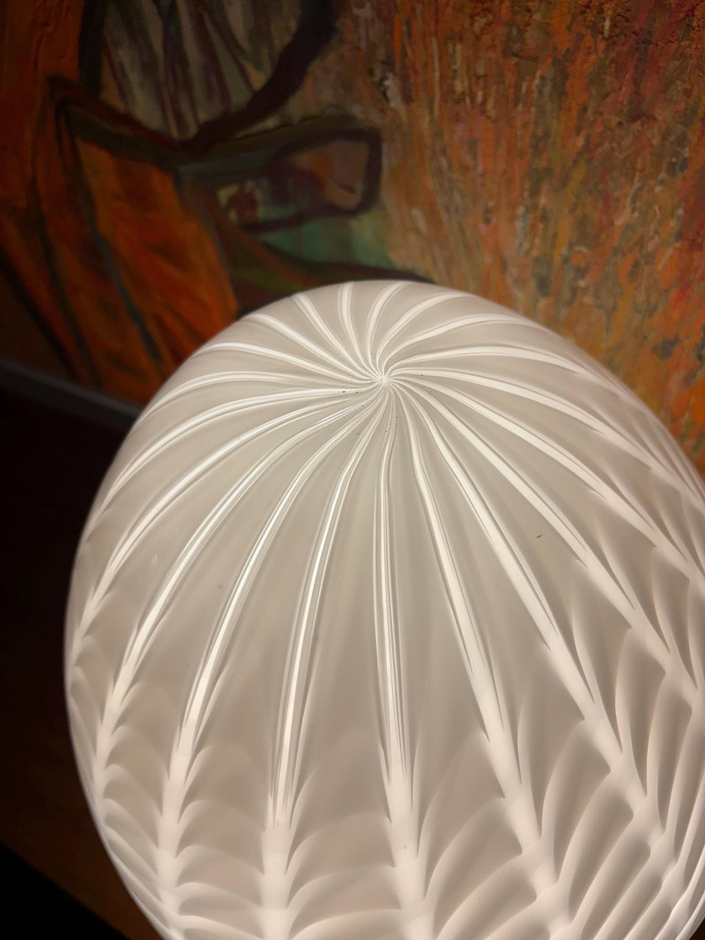 Mid Century Modern Italian Maestri Murano Glass XL Dragon Egg Lamp, Hand Blown