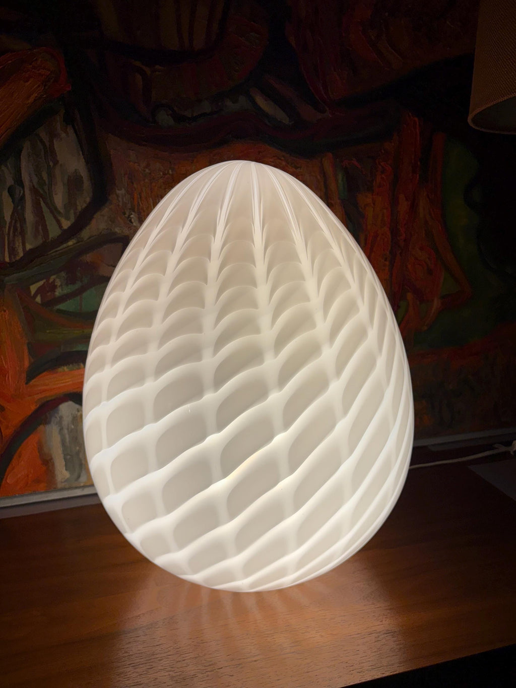 Mid Century Modern Italian Maestri Murano Glass XL Dragon Egg Lamp, Hand Blown