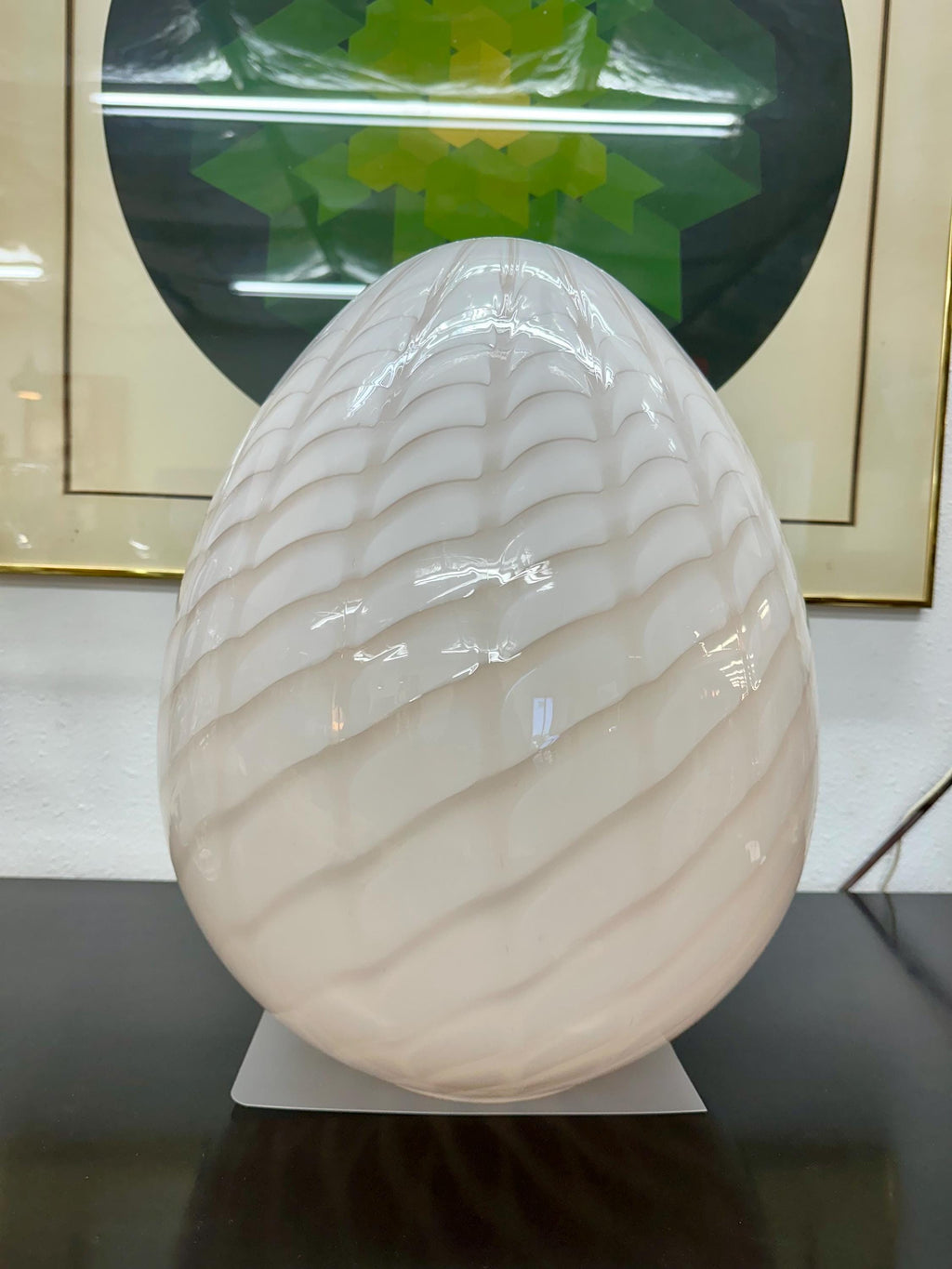 Mid Century Modern Italian Maestri Murano Glass XL Dragon Egg Lamp, Hand Blown