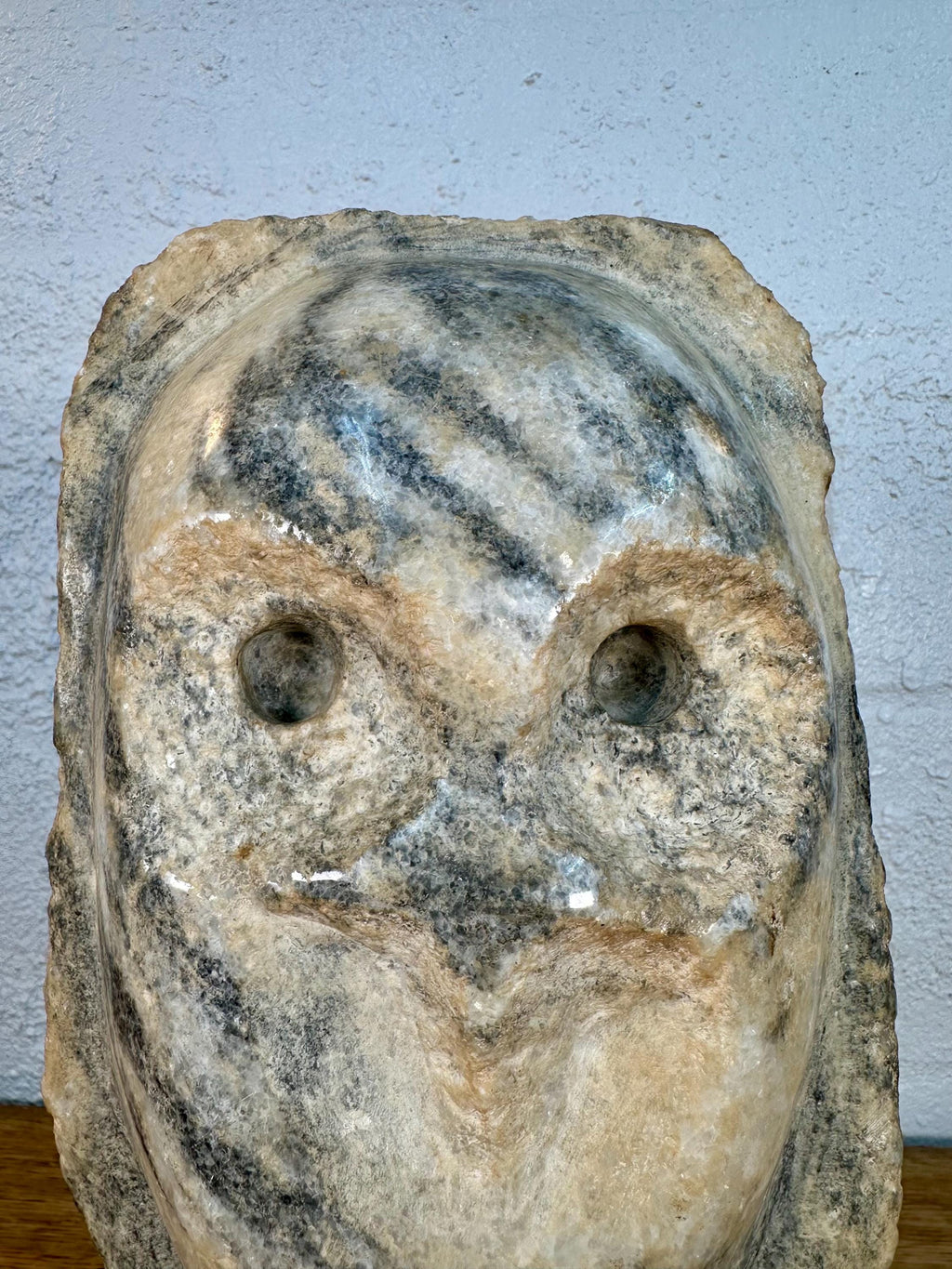 Mid Century Modern Hand Carved Carrara Marble Owl Sculpture