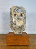 Mid Century Modern Hand Carved Carrara Marble Owl Sculpture