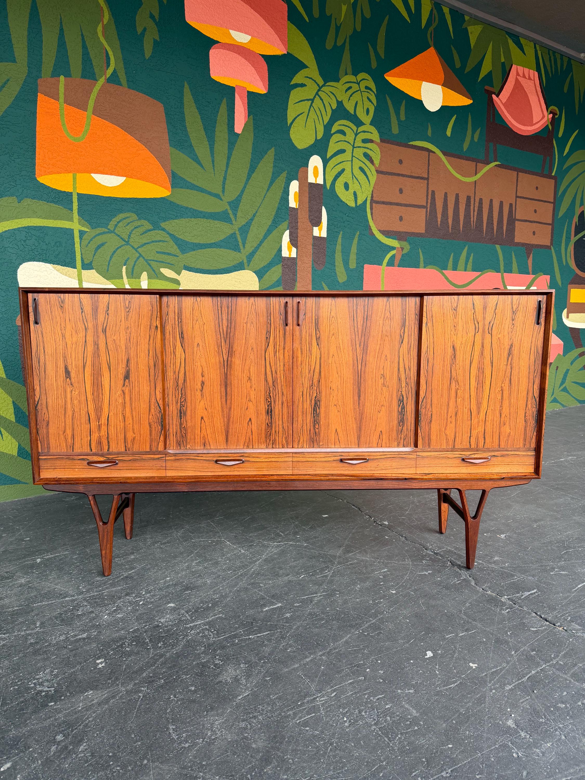 Mid Century Modern Danish Rosewood Sideboard Cabinet