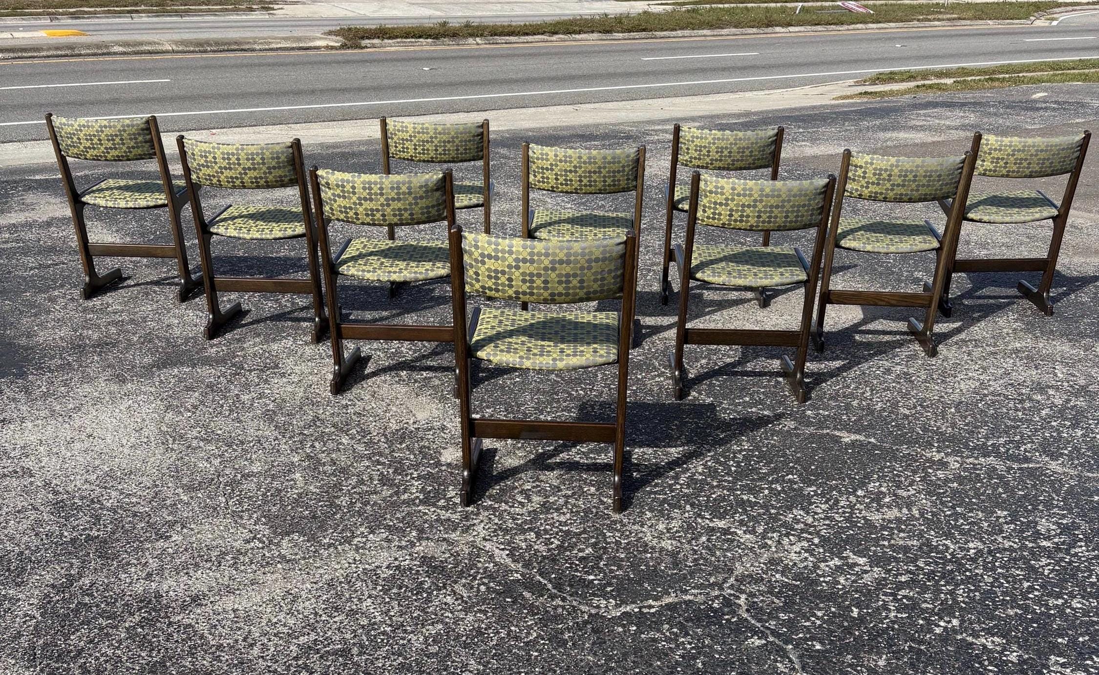 Mid Century Danish Modern Farstrup Cantilevered Dining Chairs, Set of 10