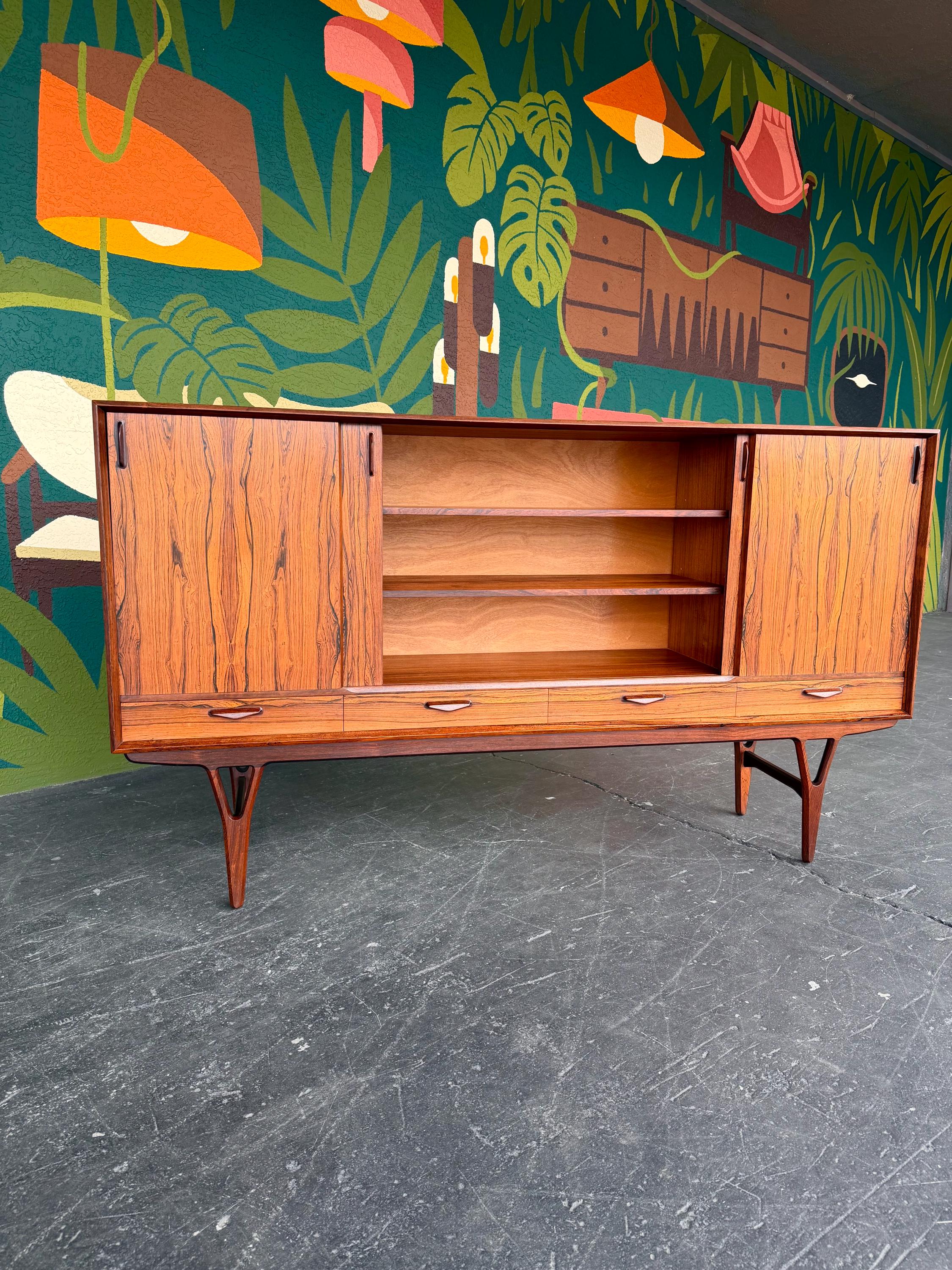 Mid Century Modern Danish Rosewood Sideboard Cabinet