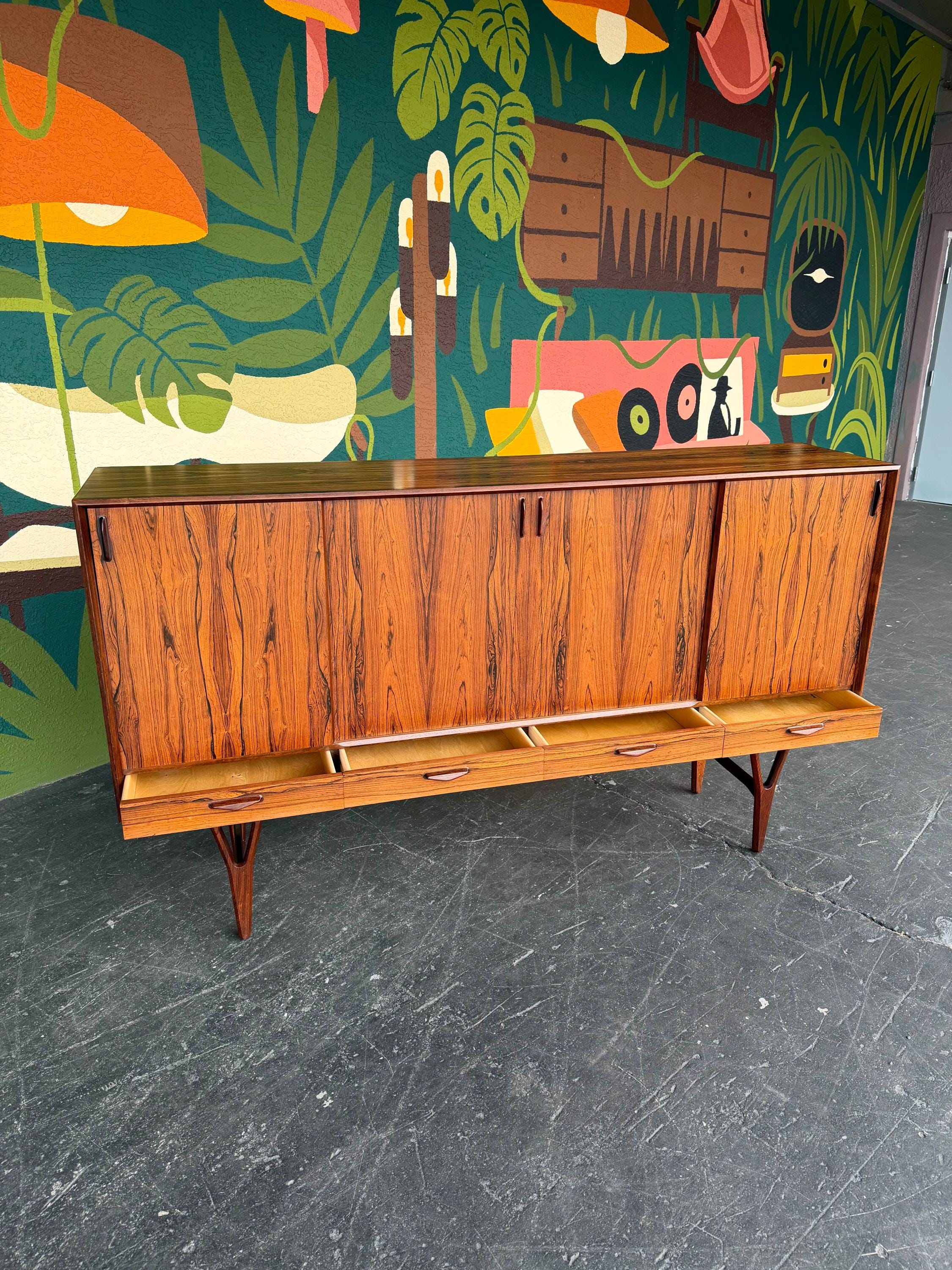 Mid Century Modern Danish Rosewood Sideboard Cabinet
