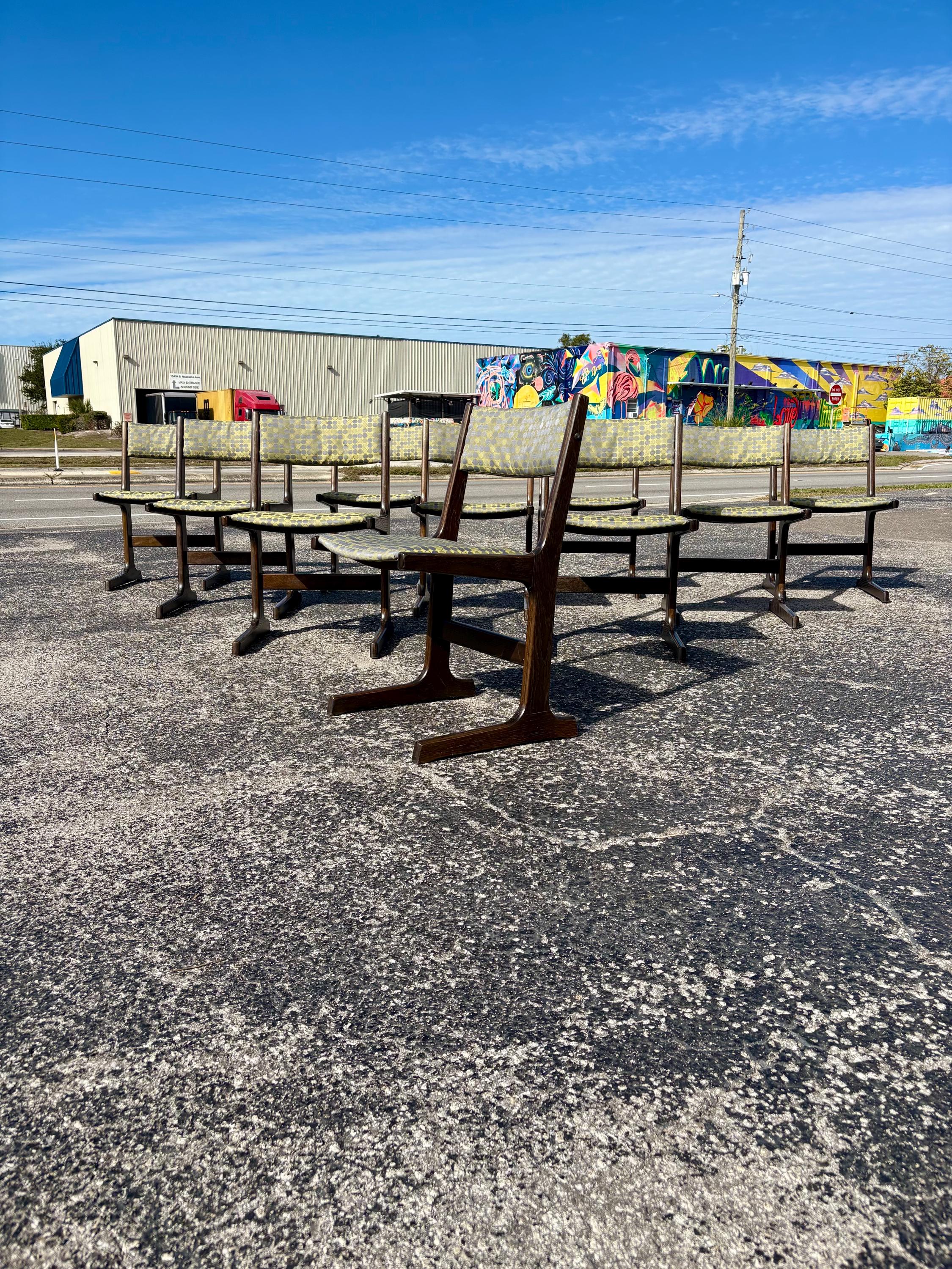 Mid Century Danish Modern Farstrup Cantilevered Dining Chairs, Set of 10