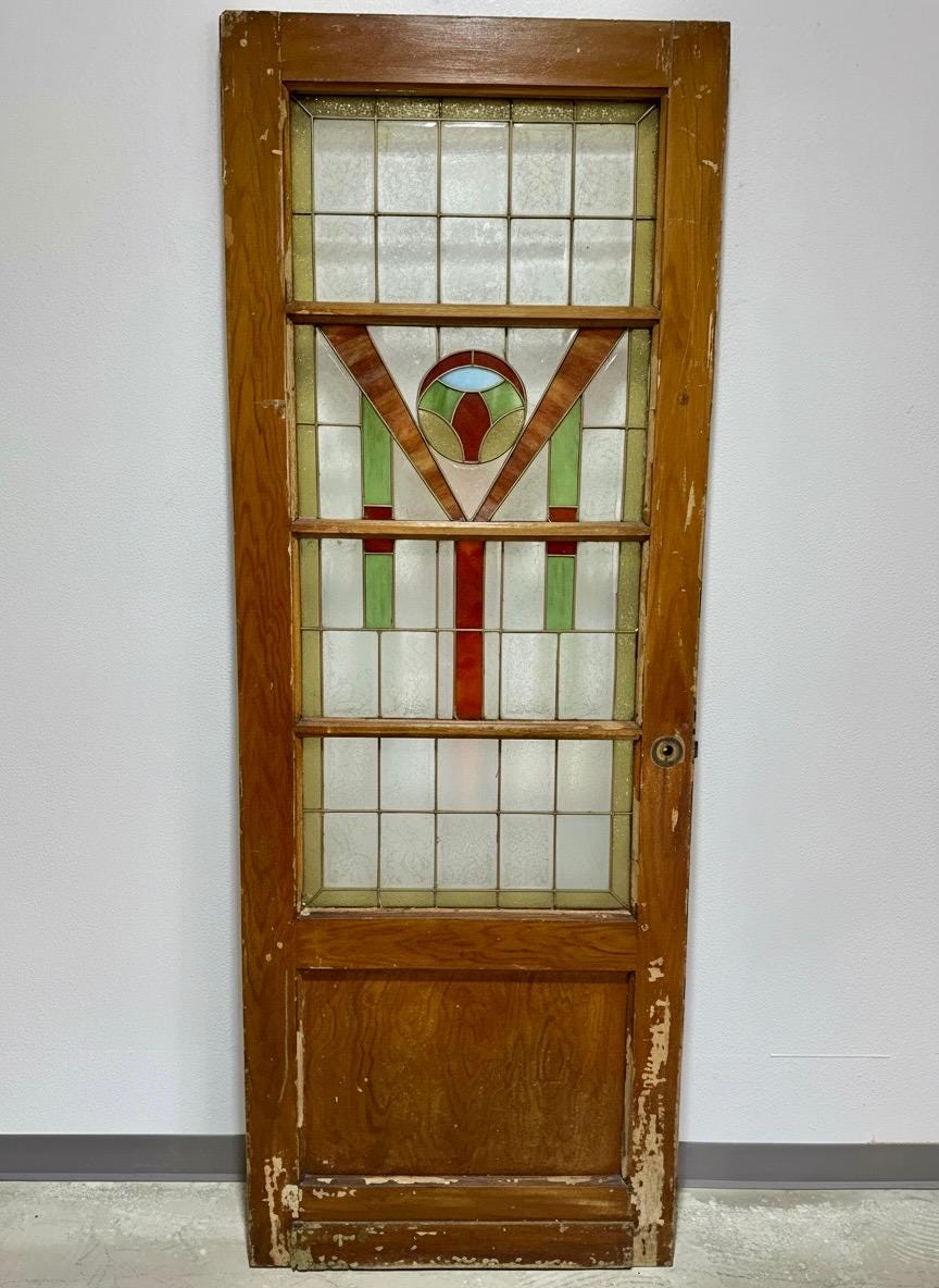 Antique Arts and Crafts Stained Glass Door