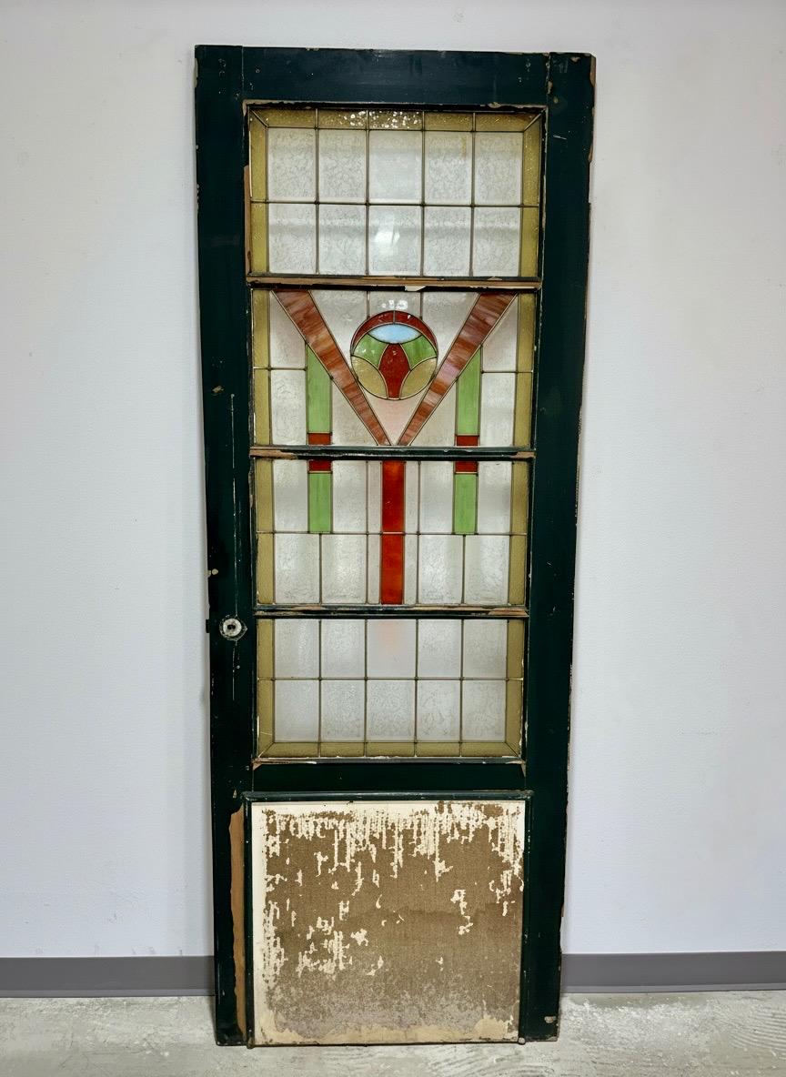 Antique Arts and Crafts Stained Glass Door
