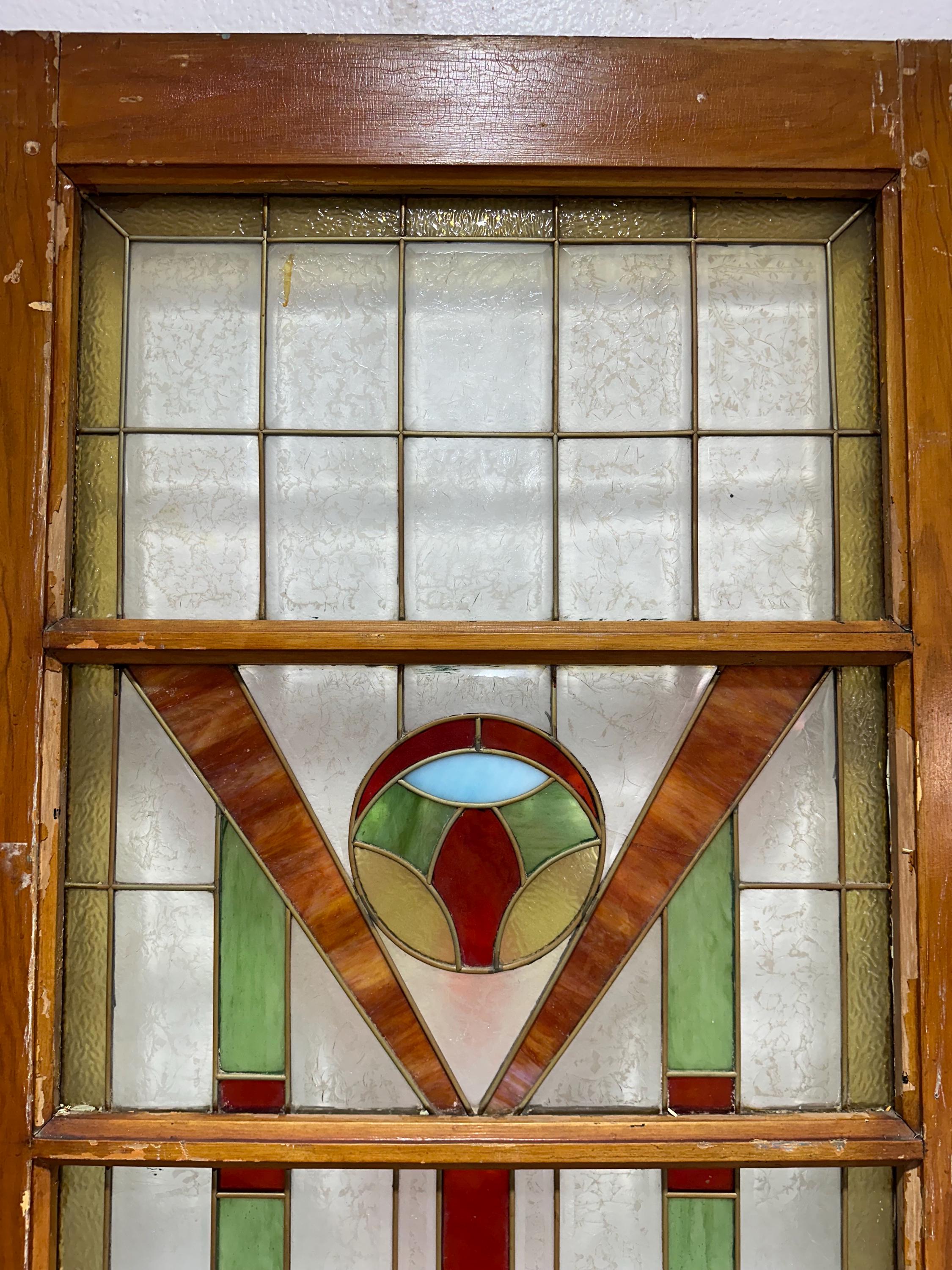 Antique Arts and Crafts Stained Glass Door