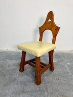 Brutalist Oak Arts and Crafts Antique Hall Chair in Manner of Charles Limbert