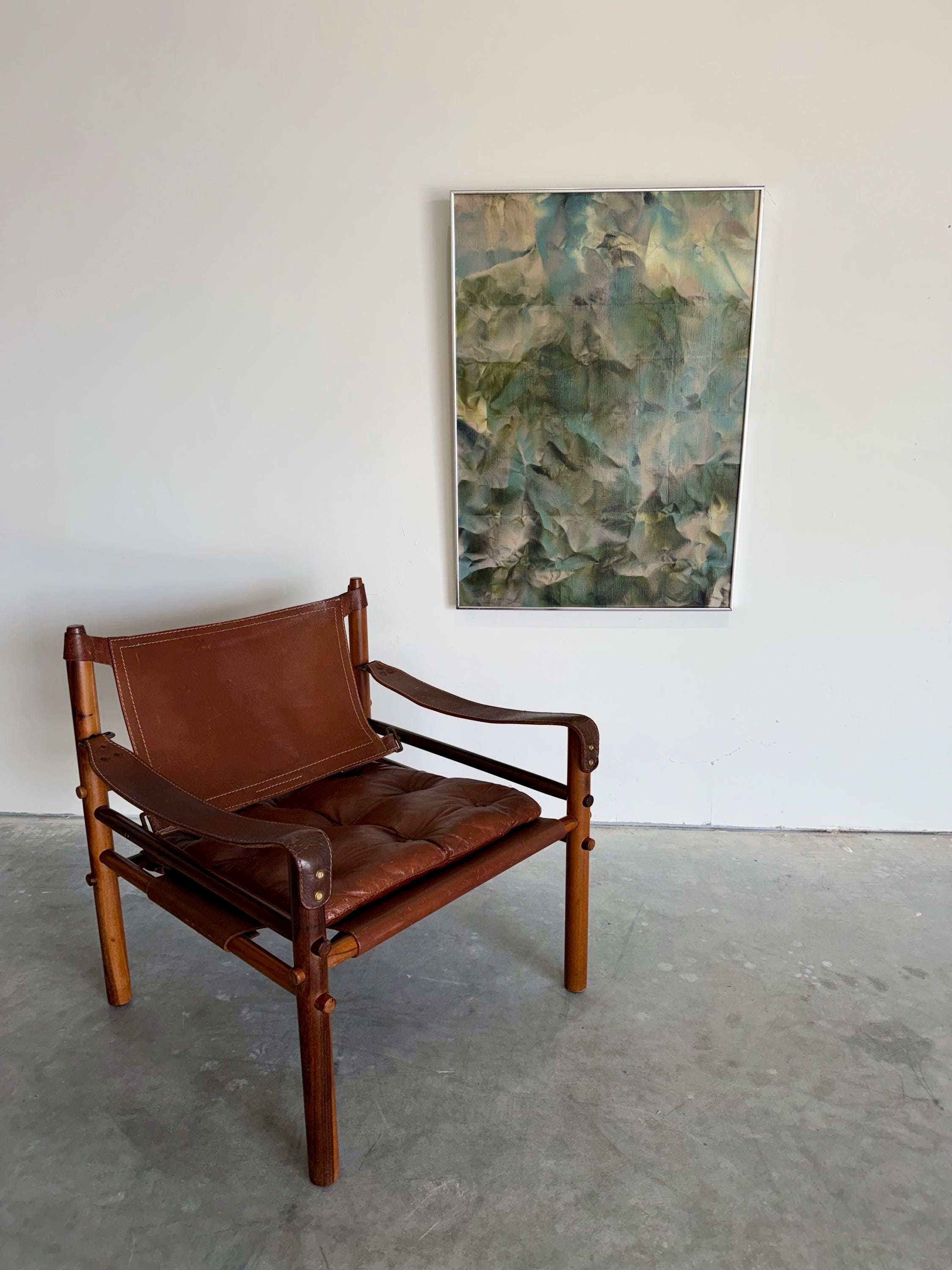 Mid Century Original Abstract Oil Painting, Trompe l'oeil Crumpled Paper, by Robert Appel