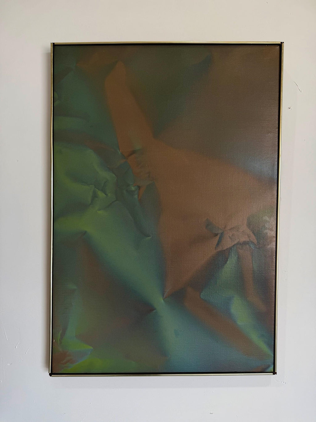 Mid Century Original Abstract Oil Painting, Trompe l'oeil Fabric, by Robert Appel