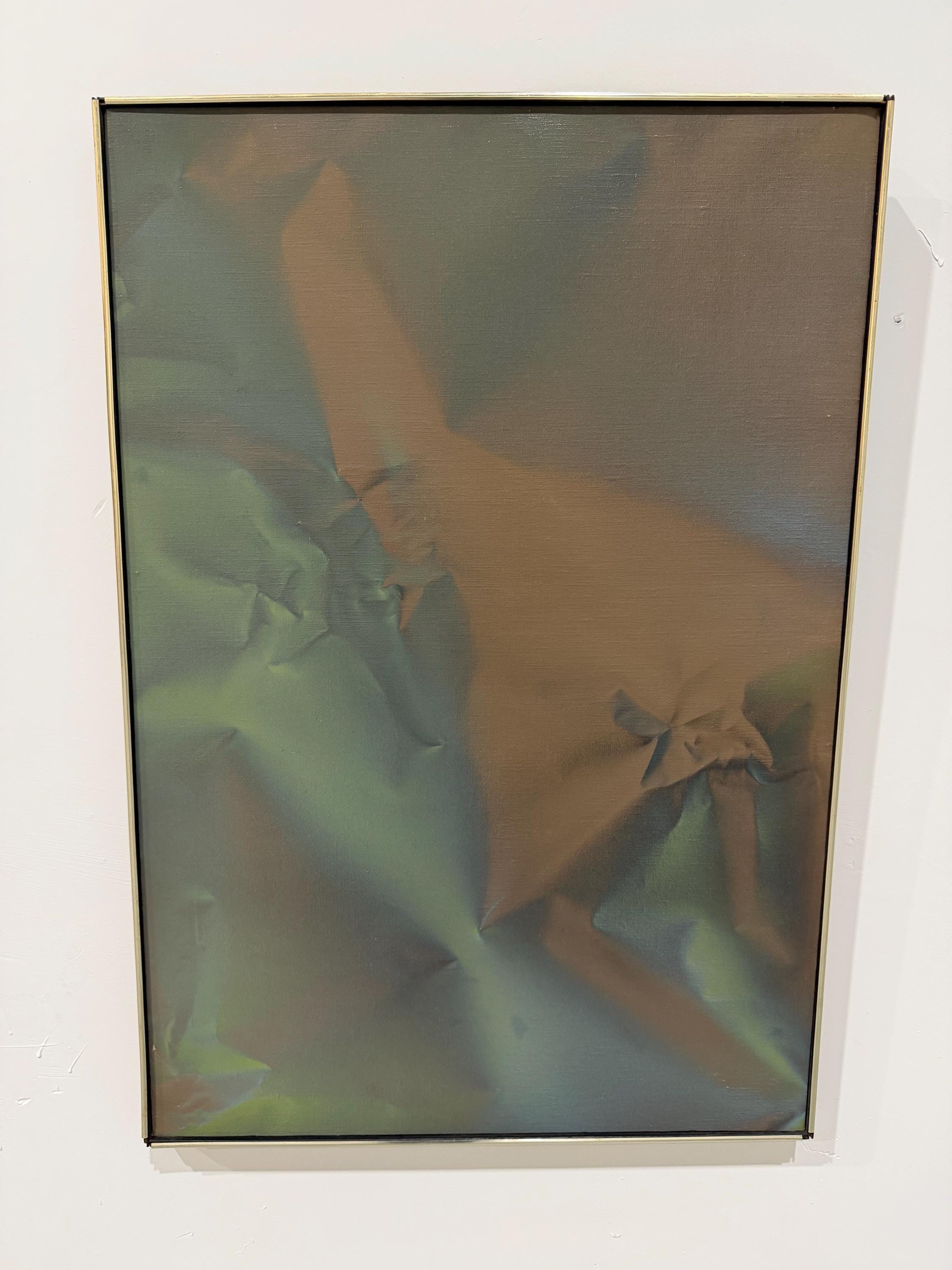 Mid Century Original Abstract Oil Painting, Trompe l'oeil Fabric, by Robert Appel