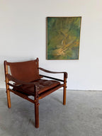 Mid Century Original Abstract Oil Painting, Trompe l'oeil Fabric in Yellow and Green, by Robert Appel