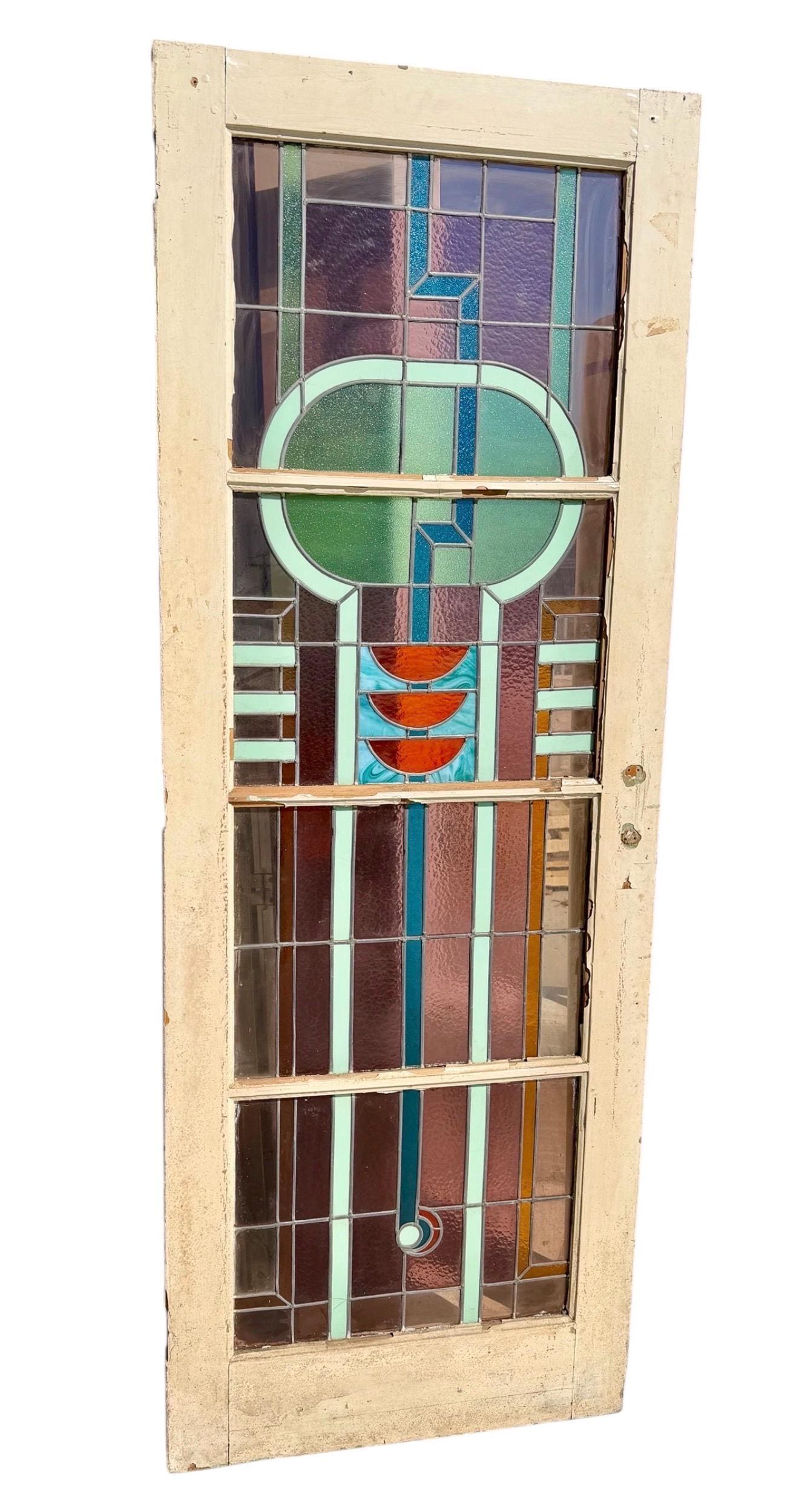 Antique Art Deco Stained Glass Door