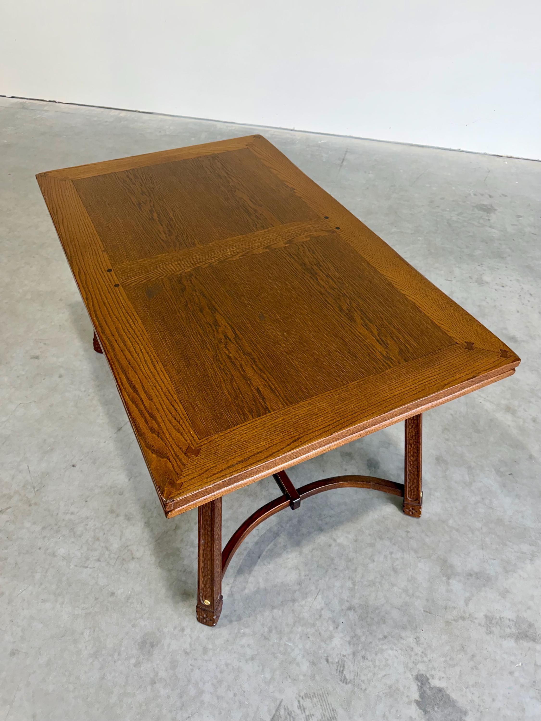 Vintage Brutalist Oak Dining Set, Table and 6 Chairs