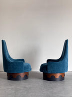Restored Mid Century Adrian Pearsall Strictly Spanish Swivel Club Chair Pair
