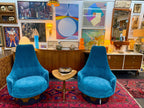 Restored Mid Century Adrian Pearsall Strictly Spanish Swivel Club Chair Pair