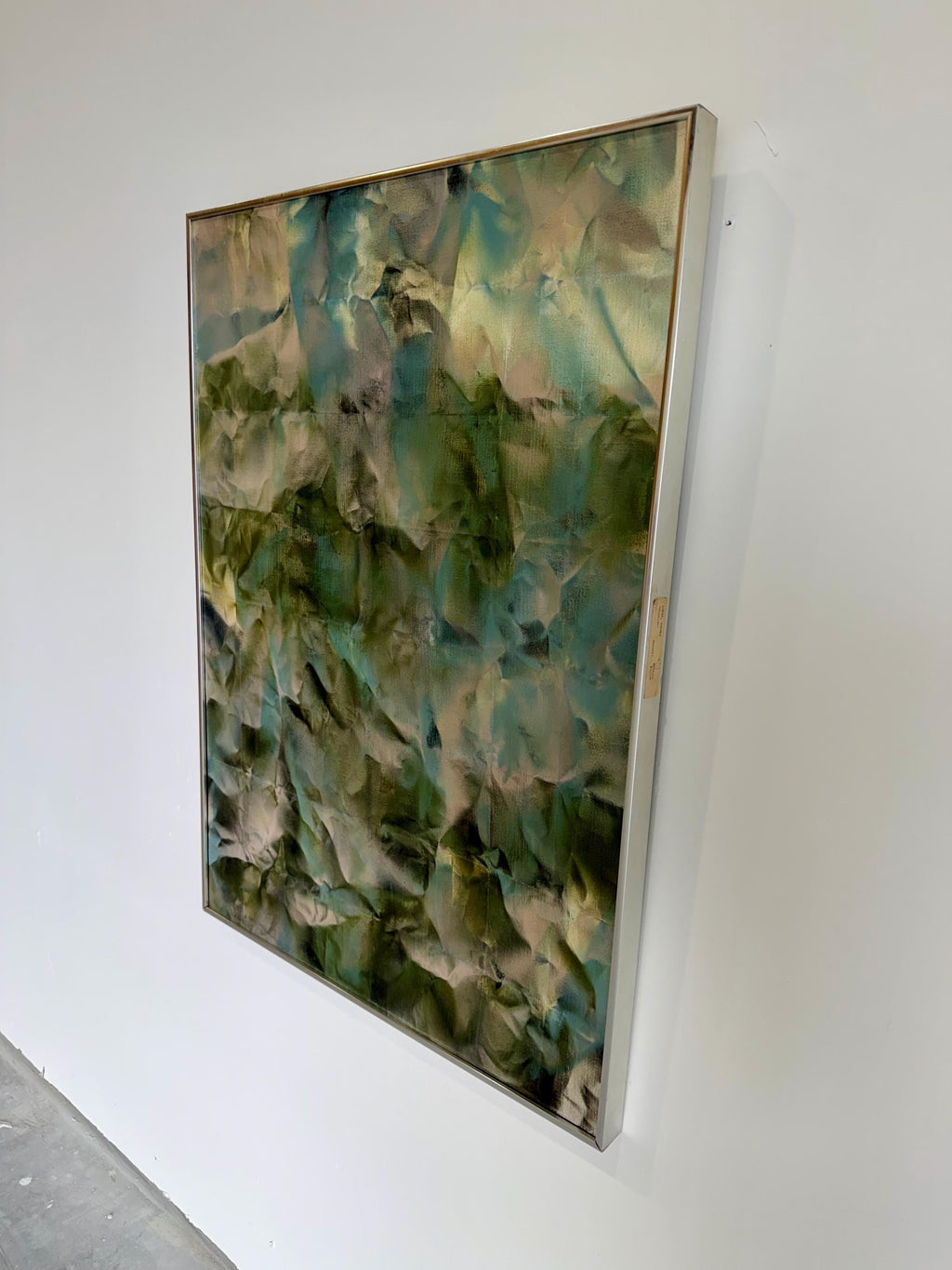 Mid Century Original Abstract Oil Painting, Trompe l'oeil Crumpled Paper, by Robert Appel