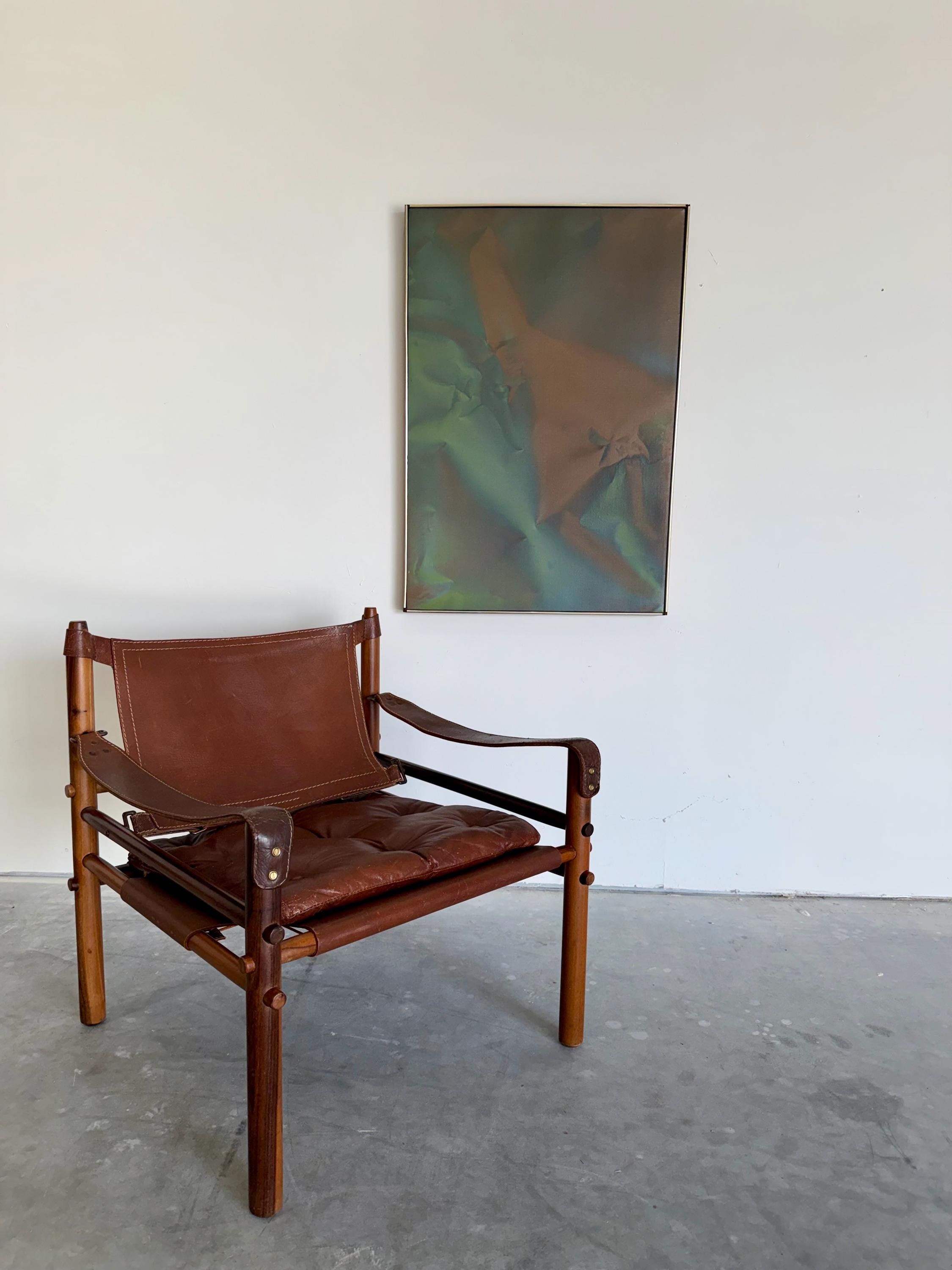 Mid Century Original Abstract Oil Painting, Trompe l'oeil Fabric, by Robert Appel
