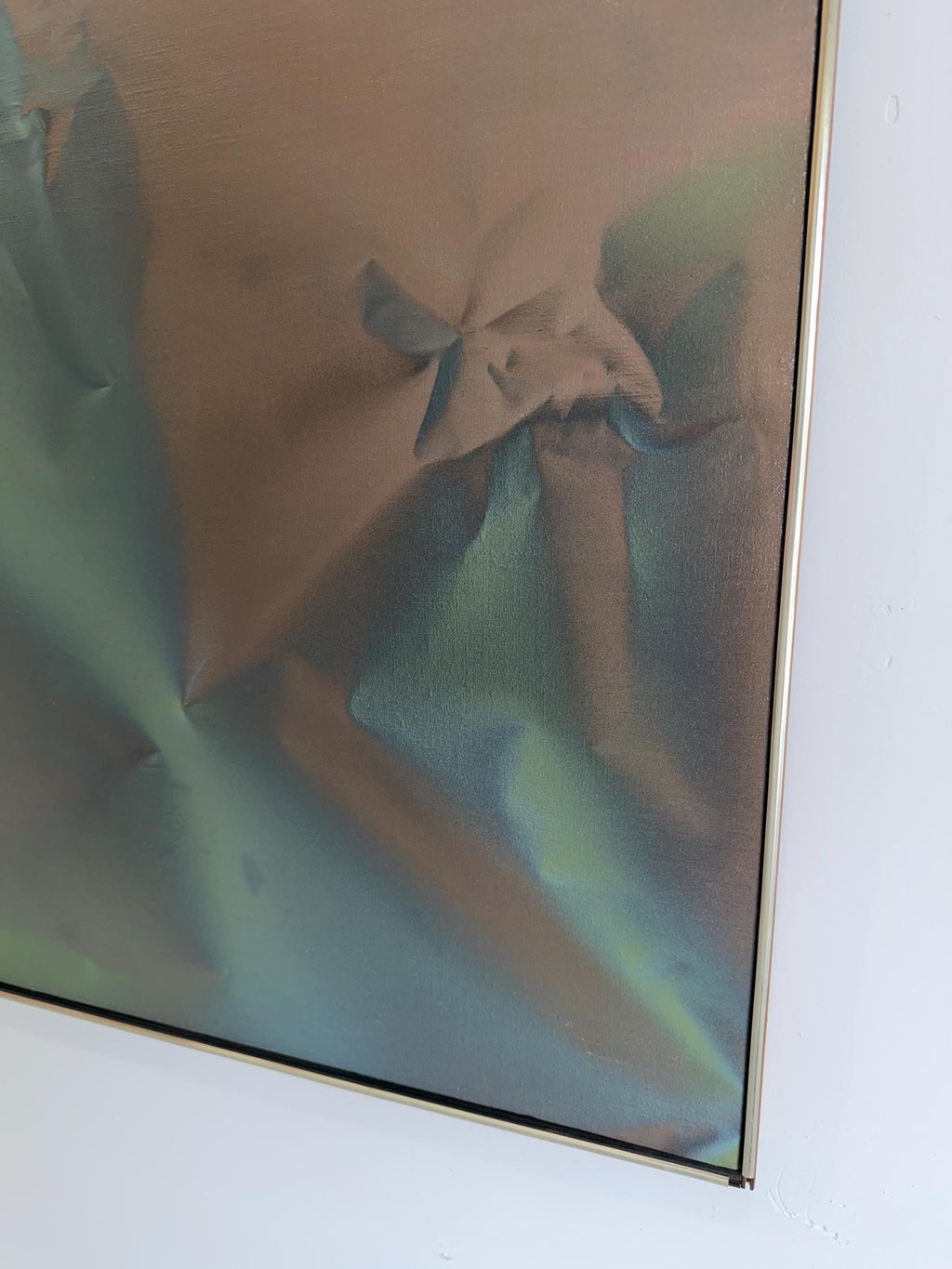 Mid Century Original Abstract Oil Painting, Trompe l'oeil Fabric, by Robert Appel
