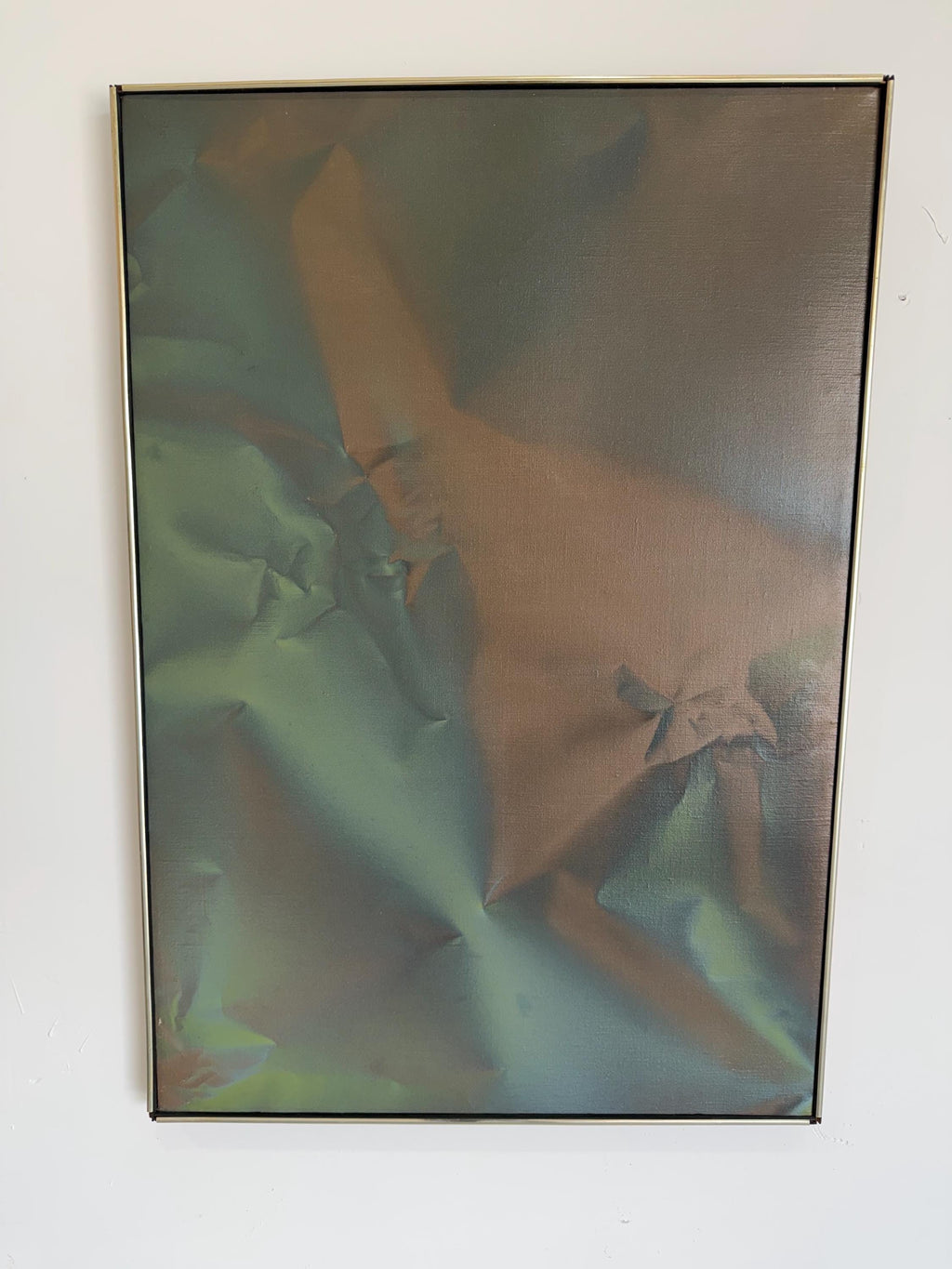 Mid Century Original Abstract Oil Painting, Trompe l'oeil Fabric, by Robert Appel