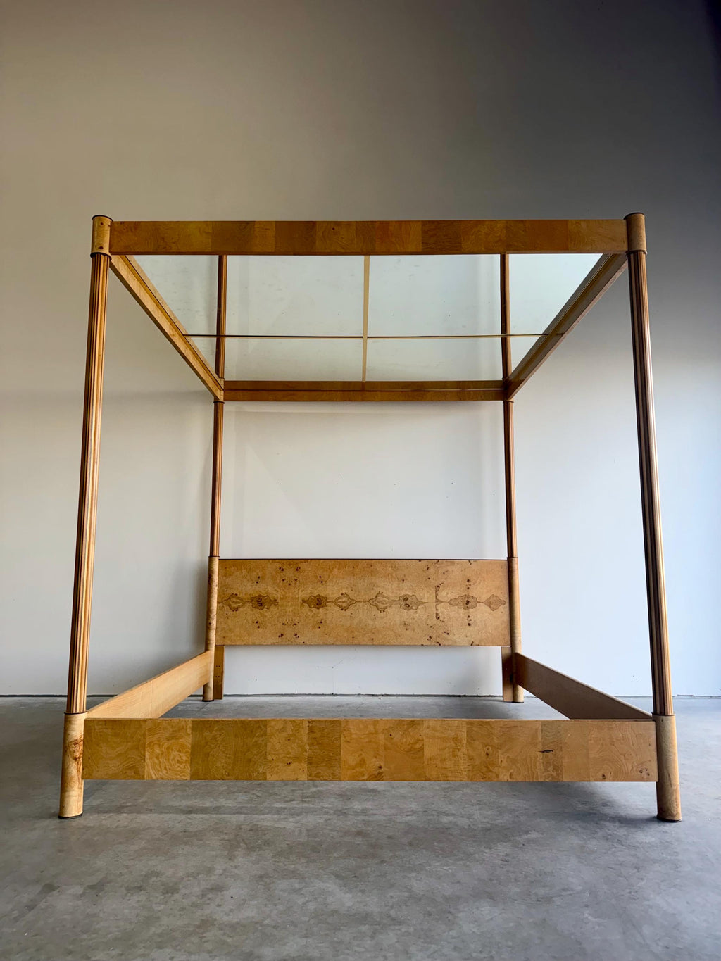 Vintage Henredon Scene Two Burlwood King Canopy Bed