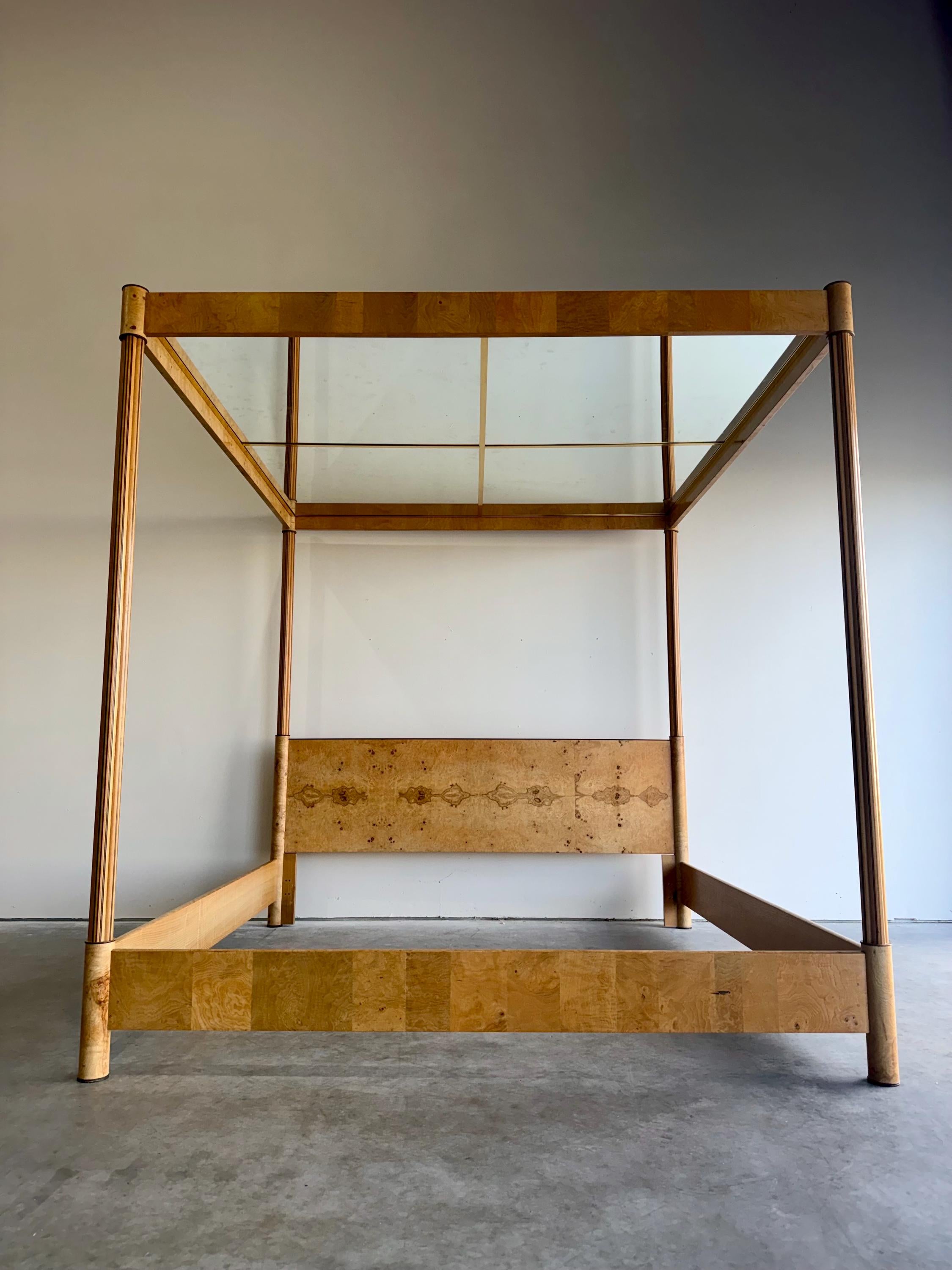 Vintage Henredon Scene Two Burlwood King Canopy Bed