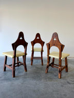 Brutalist Oak Arts and Crafts Antique Dining Chairs, Set of 4, in Manner of Charles Limbert