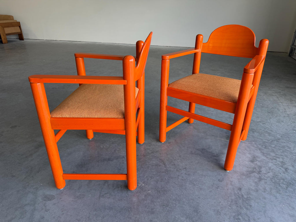 Pair of Vintage Orange Hank Lowenstein Padova Armchairs