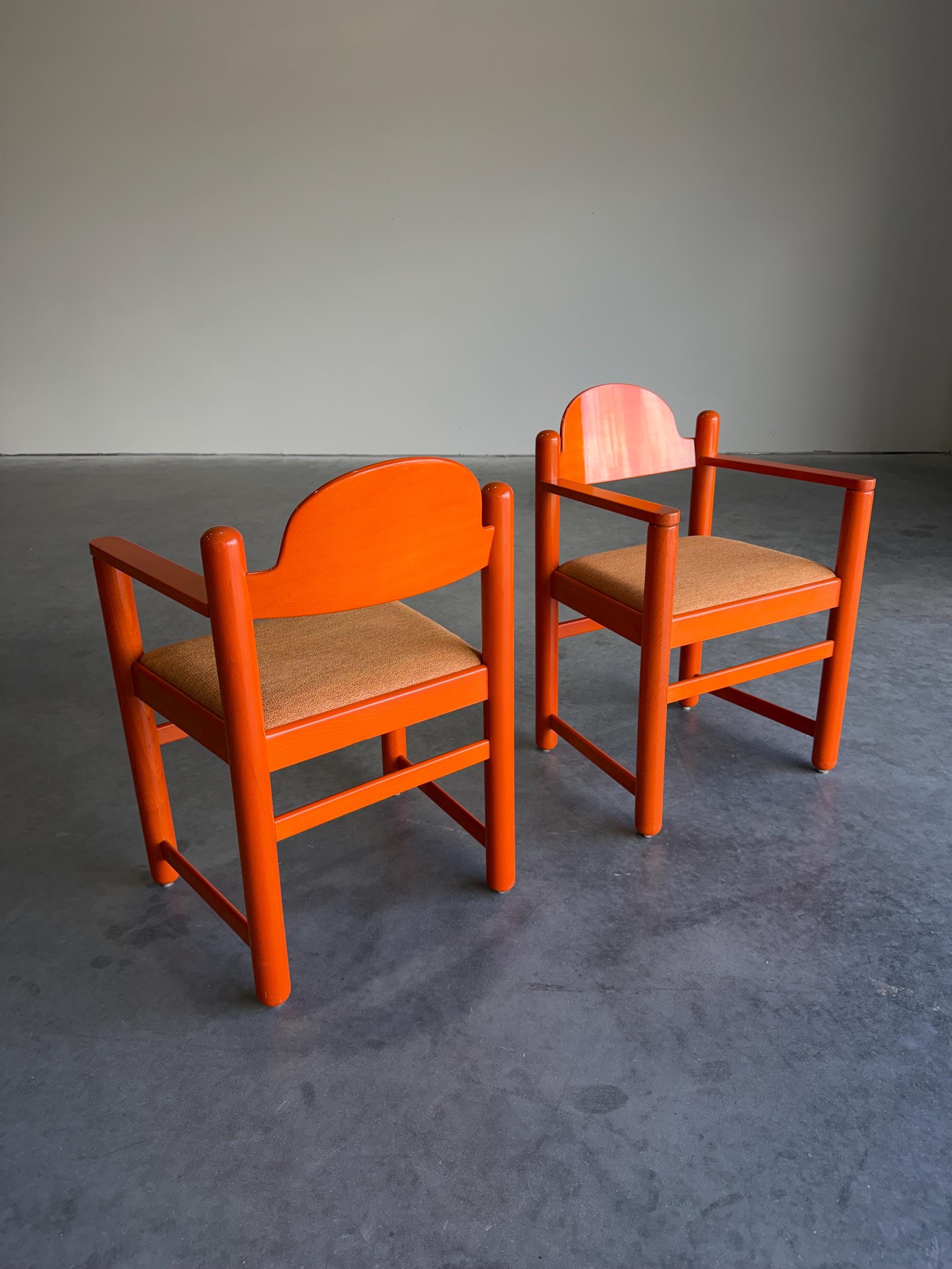 Pair of Vintage Orange Hank Lowenstein Padova Armchairs