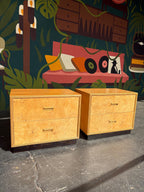 Vintage Henredon Scene Two Burlwood Nightstand Pair