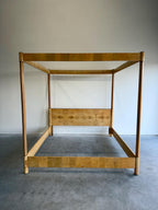 Vintage Henredon Scene Two Burlwood King Canopy Bed