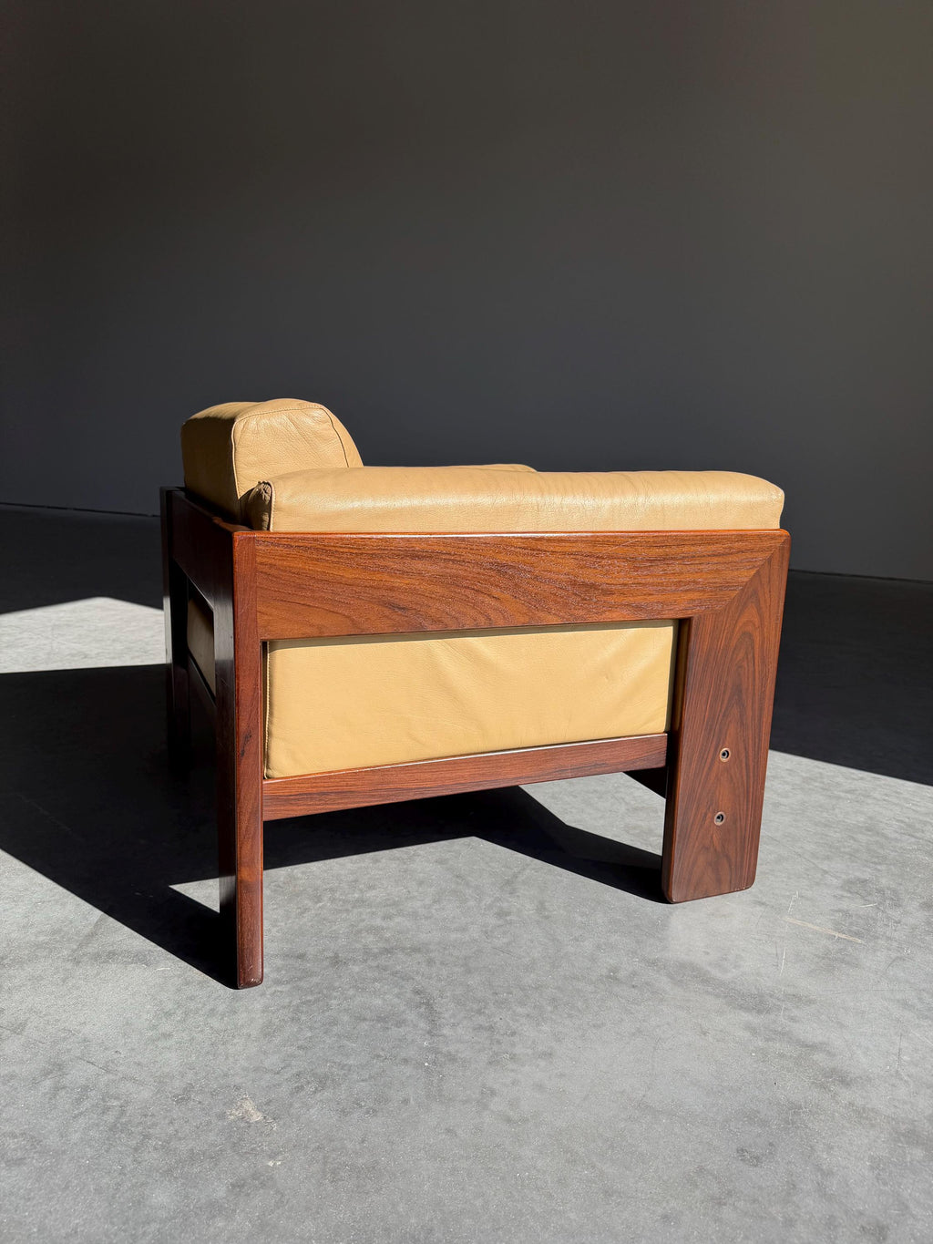 Rosewood and Leather Bastiano Lounge Club Chair by Tobia Scarpa for Gavina