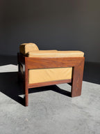 Rosewood and Leather Bastiano Lounge Club Chair by Tobia Scarpa for Gavina