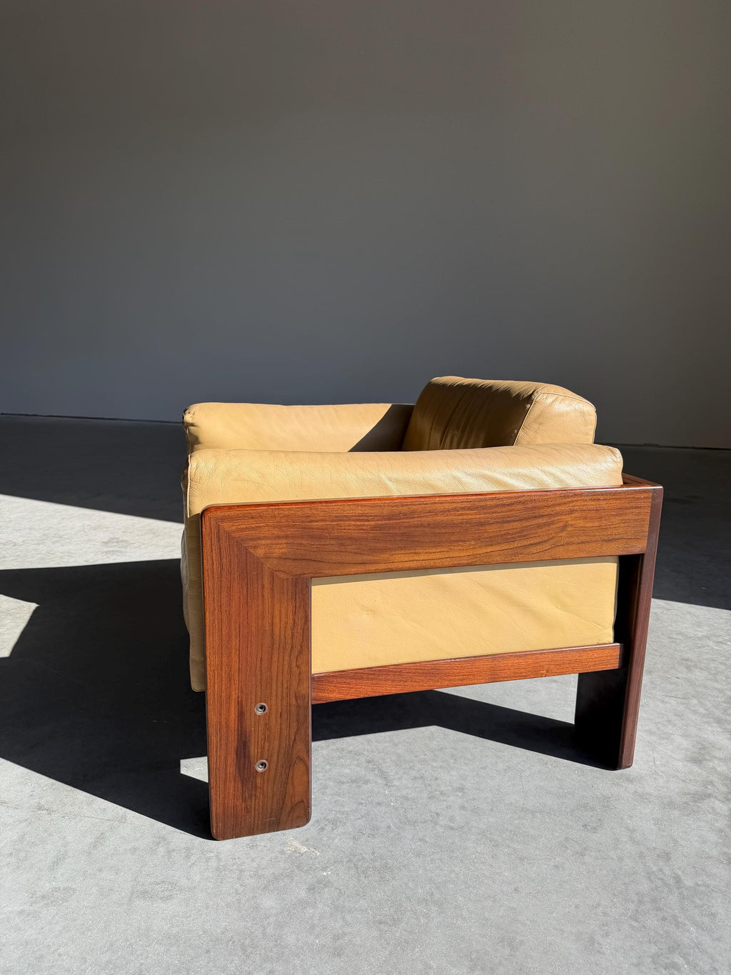 Rosewood and Leather Bastiano Lounge Club Chair by Tobia Scarpa for Gavina