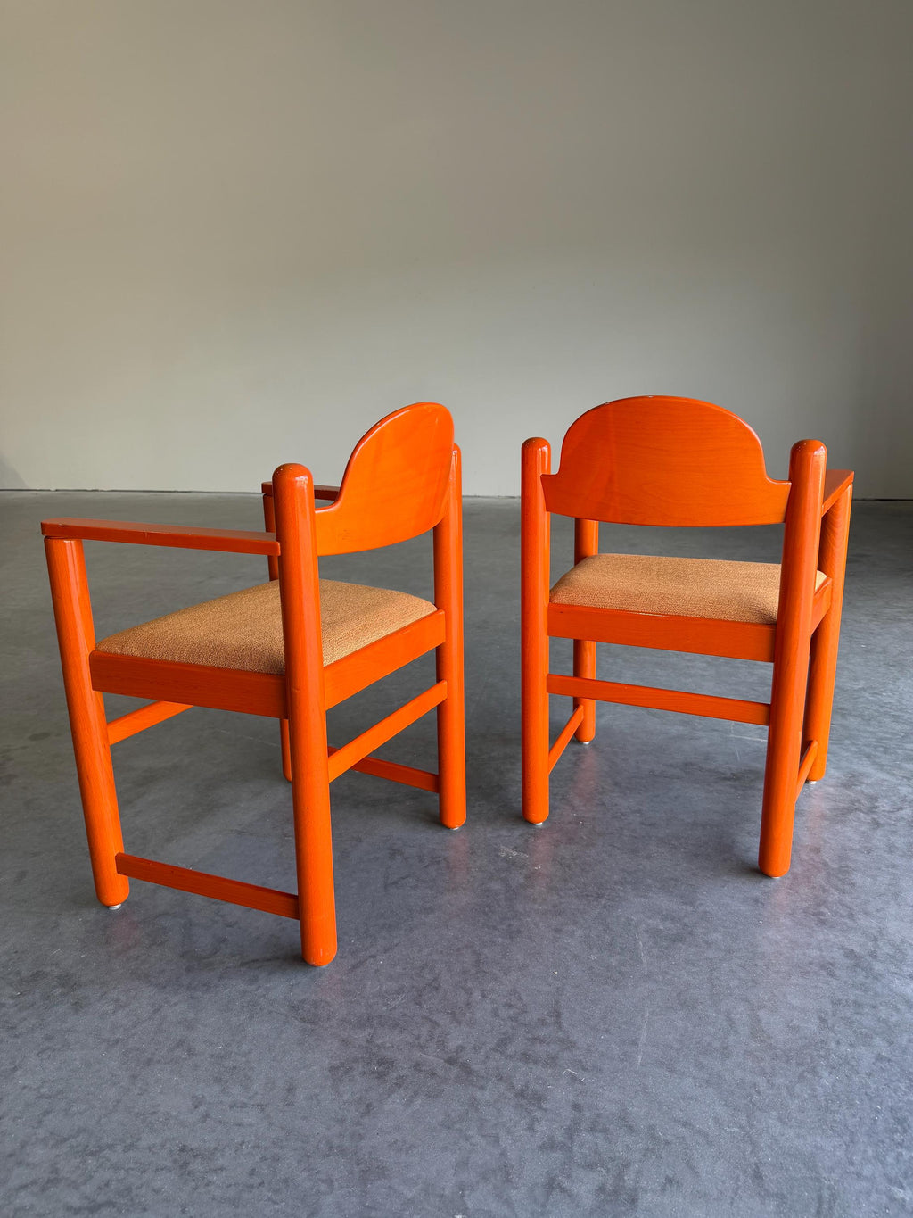 Pair of Vintage Orange Hank Lowenstein Padova Armchairs