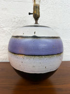 Mid Century Purple, Black and White Signed Studio Pottery Lamp