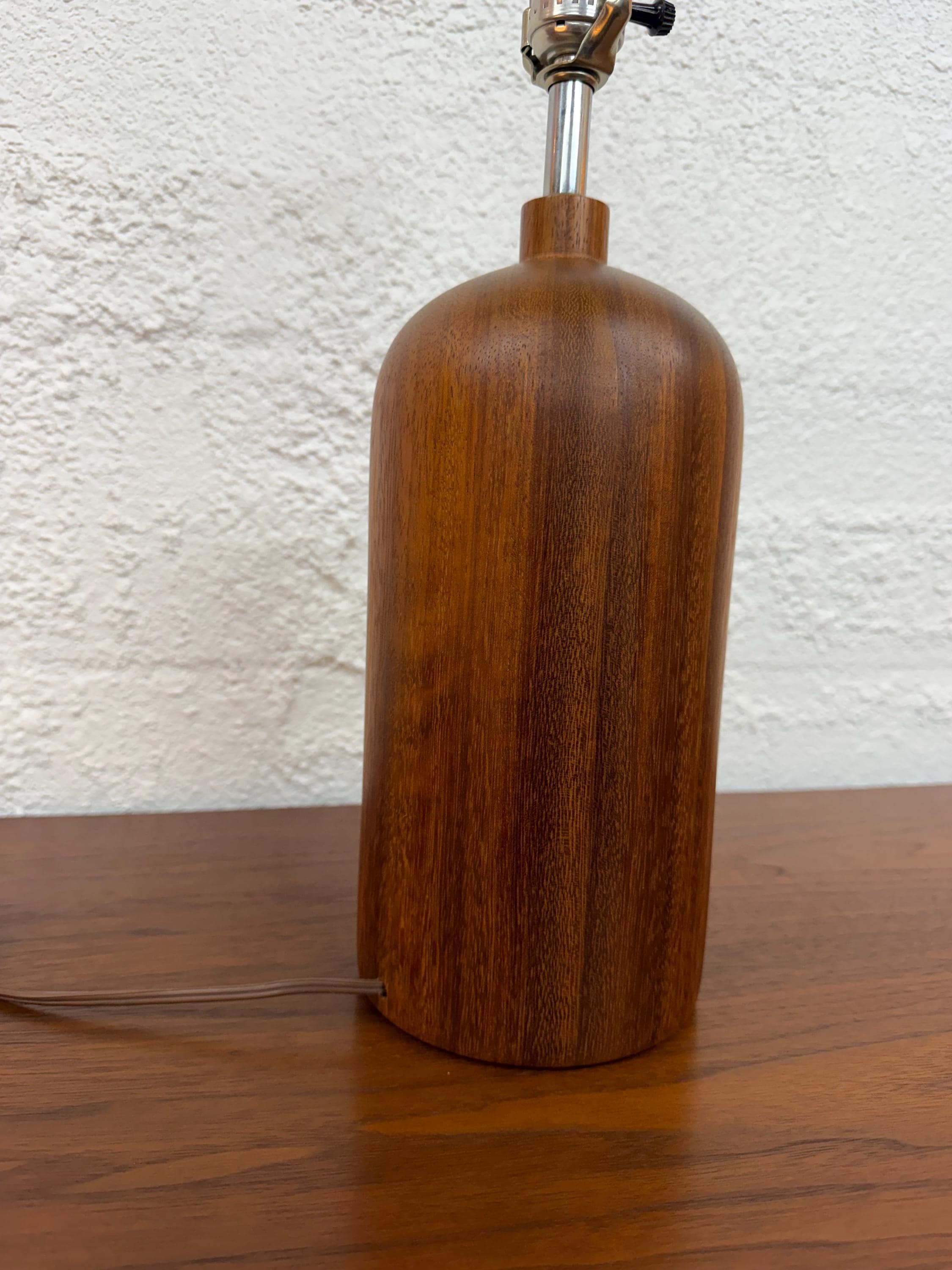 Mid Century Danish Teak Wood Bottle Table Lamp, Medium size