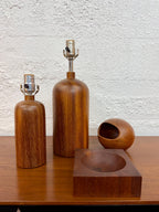 Mid Century Danish Teak Wood Bottle Table Lamp, Medium size