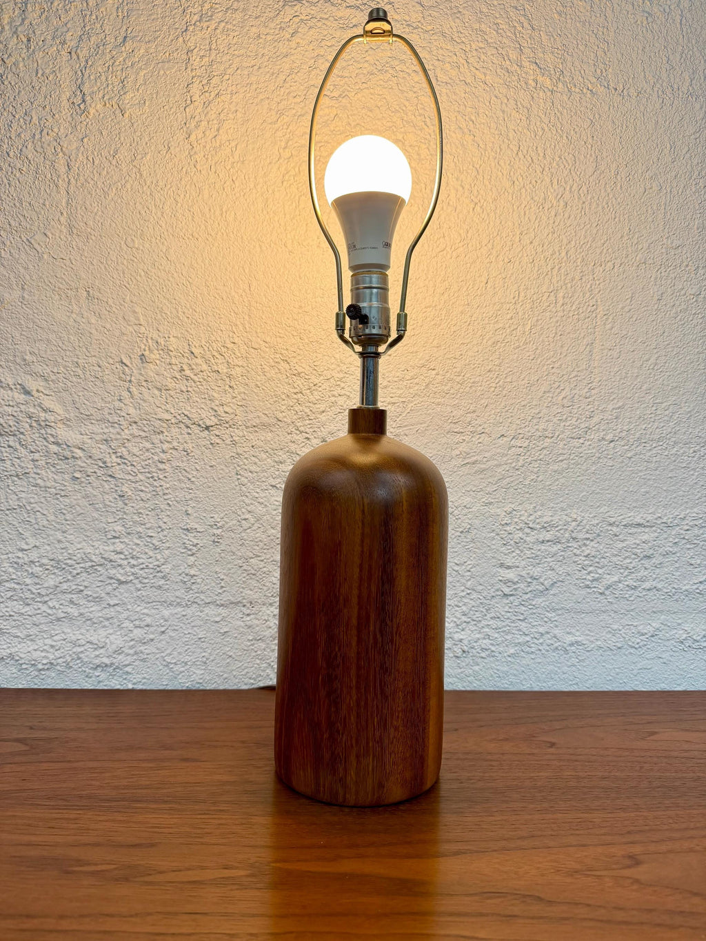 Mid Century Danish Teak Wood Bottle Table Lamp, Medium size